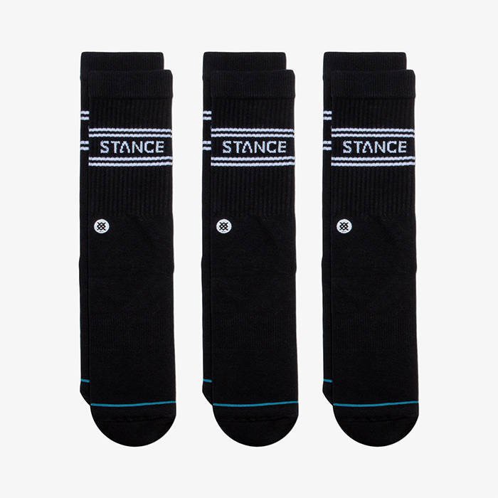 Stance Basic 3 Pack Crew Black - Unisex - Socks Stance - Black - A556D20SRO-BLK - Size: M