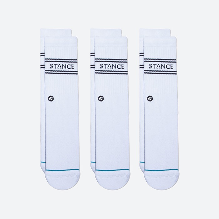 Stance Basic 3 Pack Crew White - Unisex - Socks Stance - White - A556D20SRO-WHT - Size: M